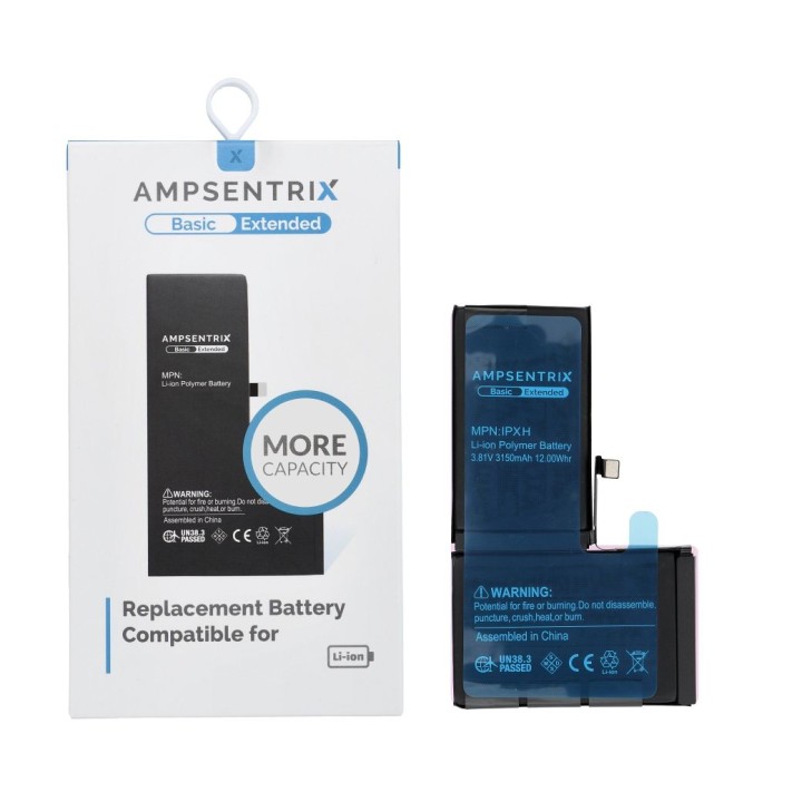 AmpSentrix Basic аккумулятор для iPhone X (повышенная емкость 3150 mAh)