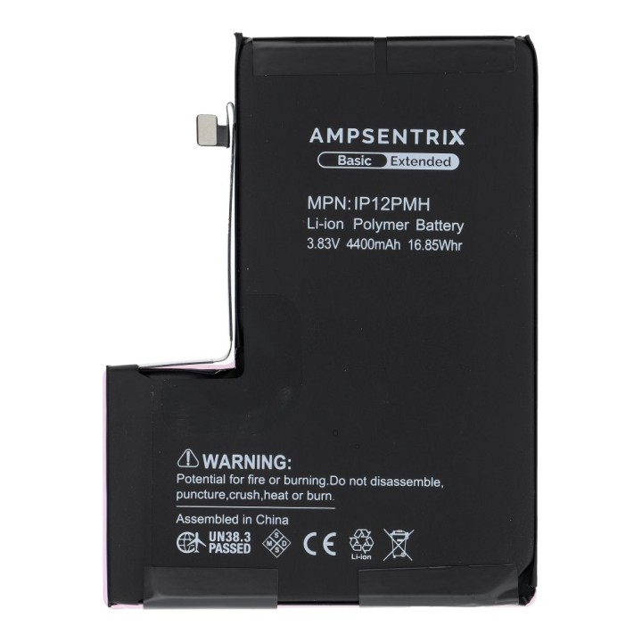 AmpSentrix Basic акумулятор для iPhone 12 Pro Max (підвищена ємність 4400 mAh)