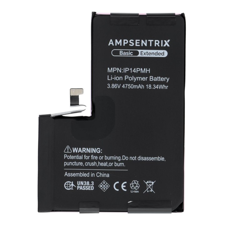 AmpSentrix Basic акумулятор для iPhone 14 Pro Max (підвищена ємність 4750 mAh)