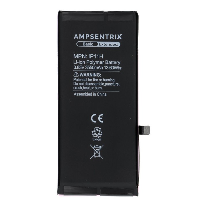 AmpSentrix Basic акумулятор для iPhone 11 (підвищена ємність 3550 mAh)