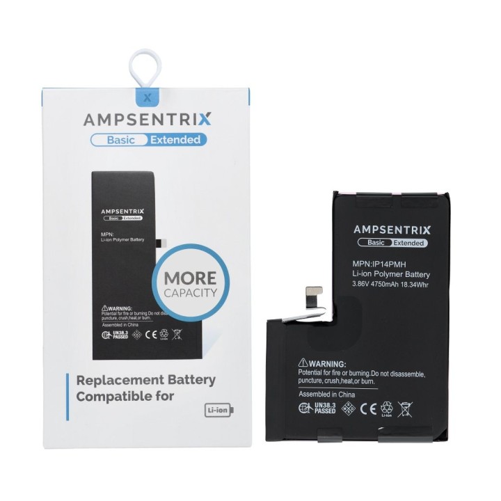 AmpSentrix Basic акумулятор для iPhone 14 Pro Max (підвищена ємність 4750 mAh)