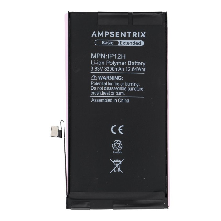 AmpSentrix Basic акумулятор для iPhone 12 / 12 Pro (підвищена ємність 3300 mAh)