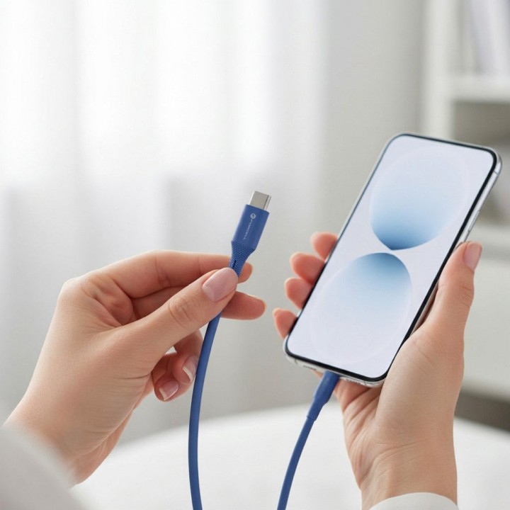 Кабель USB-C – USB-C Forcell F-Energy QC4.0 PD 5A 100W Silicone 1 m C347 темно-синій