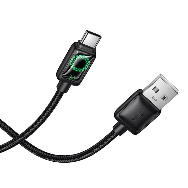 Кабель USB-A – USB-C Hoco 3A 1,2 m з LCD U146 чорний