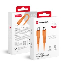 Кабель USB-C – USB-C Forcell F-Energy QC4.0 PD 3A 60W Silicone 1 m C344 оранжевый