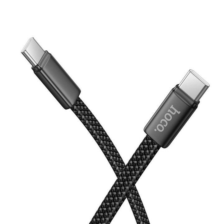 Kabel USB C do USB C Hoco 3A 60W płaski 1 m X125 czarny