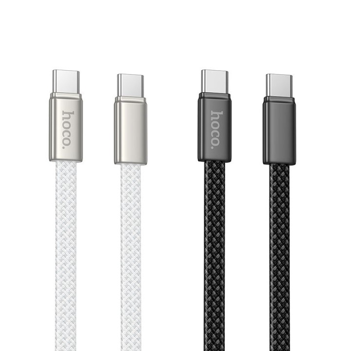 Kabel USB C do USB C Hoco 3A 60W płaski 1 m X125 czarny