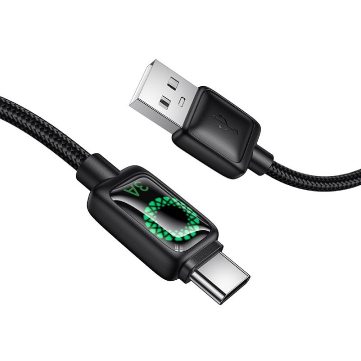 USB-A to USB-C cable Hoco 3A 1,2 m with LCD U146 black