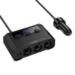 Car charger Hoco with splitter 2xUSB A + 2xUSB C + 3 cigarette lighter socket QC3.0 PD 240W Z64 black