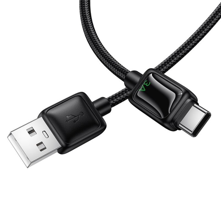 USB-A to USB-C cable Hoco 3A 1,2 m with LCD U146 black