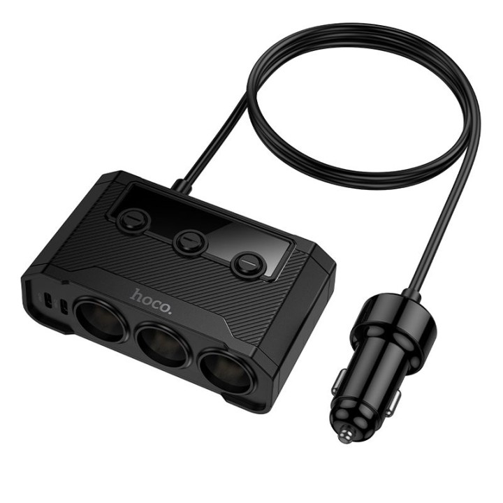 Ładowarka samochodowa Hoco z rozdzielaczem 2xUSB A + 2xUSB C + 3 port zapalniczki QC3.0 PD 240W Z64 czarna