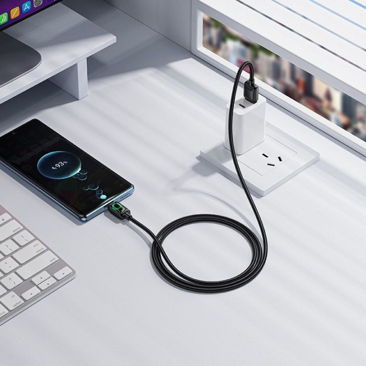 Cable USB A to USB C Hoco 3A 1,2 m with LCD U146 black
