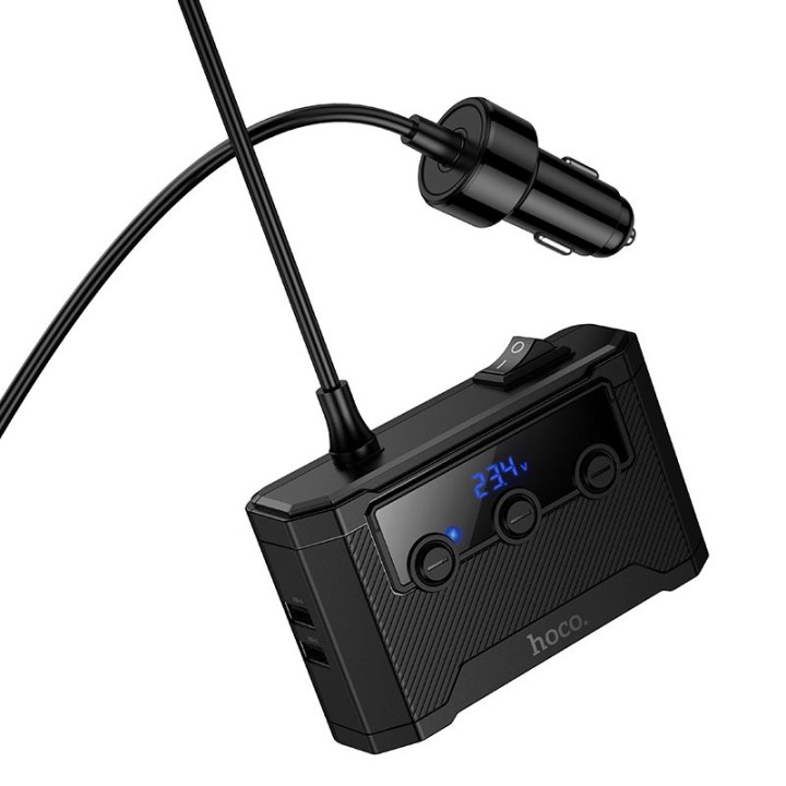 Car charger Hoco with splitter 2xUSB A + 2xUSB C + 3 port lighter QC3.0 PD 240W Z64 black