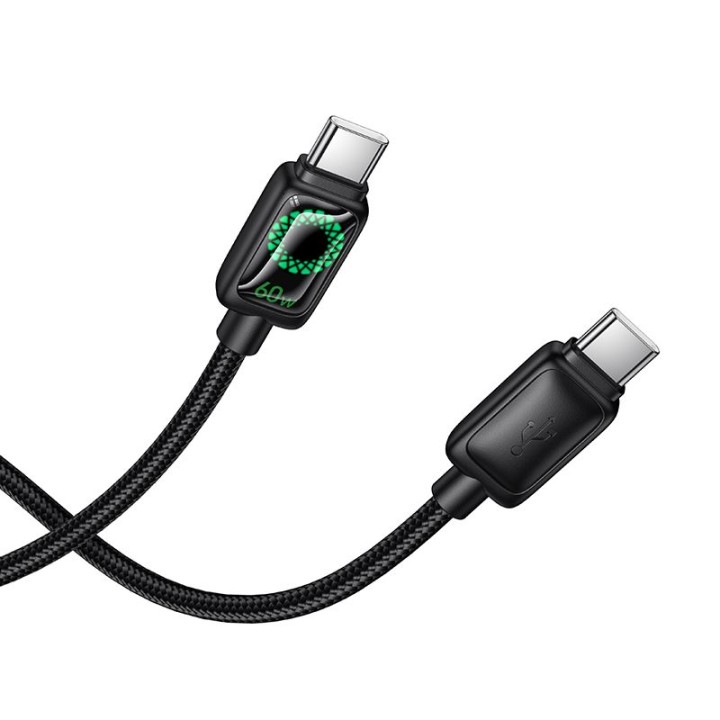 USB-C to USB-C cable Hoco 3A 60W 1,2 m with LCD U146 black