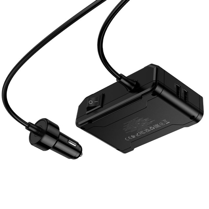Car charger Hoco with splitter 2xUSB A + 2xUSB C + 3 cigarette lighter socket QC3.0 PD 240W Z64 black