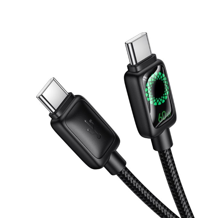 Cable USB C to USB C Hoco 3A 60W 1,2 m with LCD U146 black