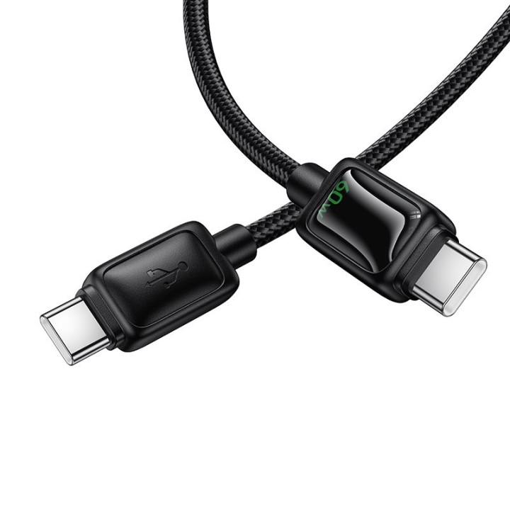 USB-C to USB-C cable Hoco 3A 60W 1,2 m with LCD U146 black