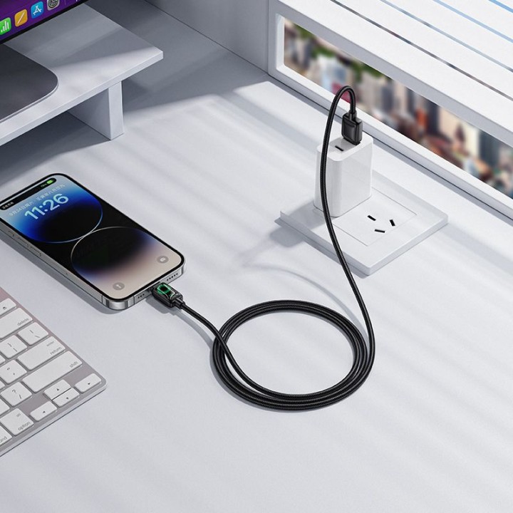 Кабель USB A для Lightning Hoco 2,4A 1,2 m з LCD U146 чорний