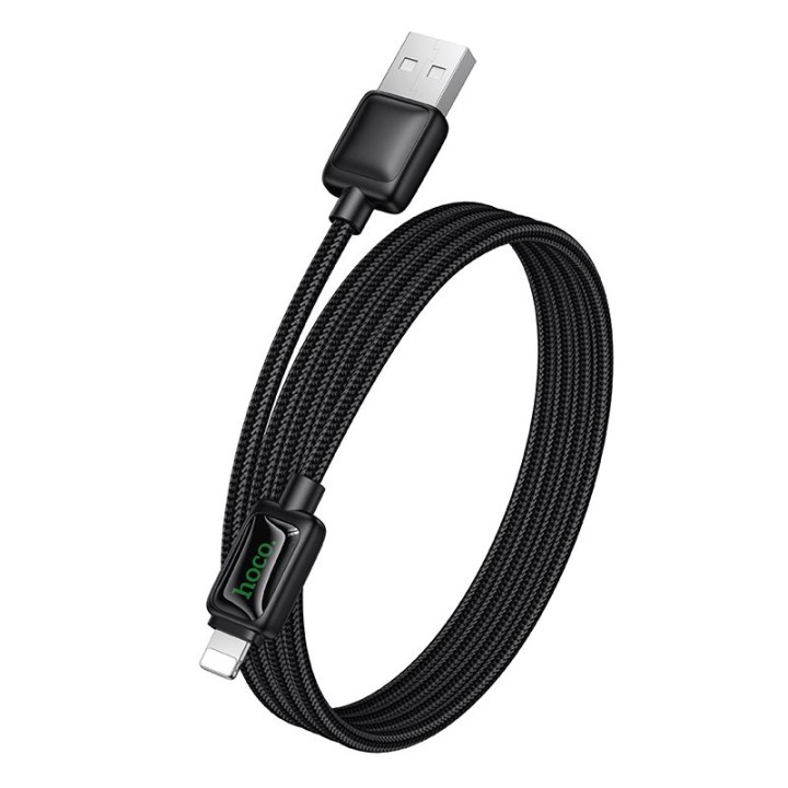 Кабель USB A для Lightning Hoco 2,4A 1,2 m с LCD U146 черный