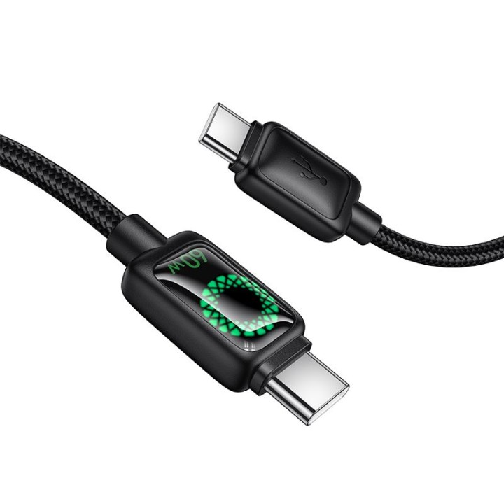 Кабель USB C — USB C Hoco 3A 60W 1,2 m з LCD U146 чорний