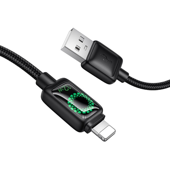 Kabel USB A do Lightning Hoco 2,4A 1,2 m z LCD U146 czarny