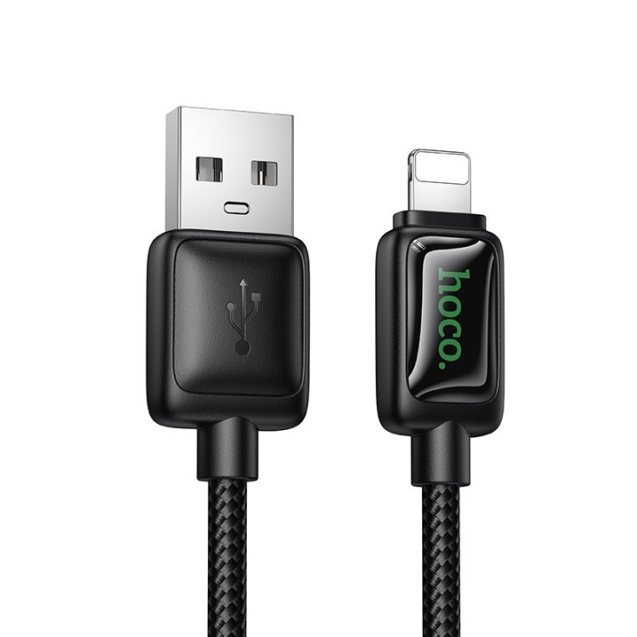 Кабель USB A для Lightning Hoco 2,4A 1,2 m з LCD U146 чорний