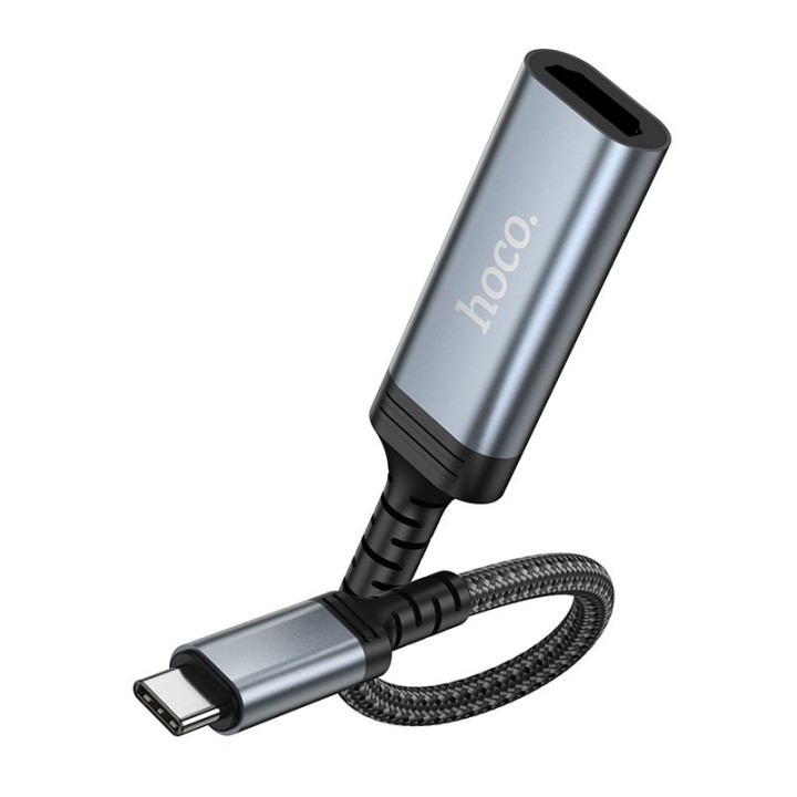 Cable konwersji with USB C for HDMI female Hoco 4K 30Hz 0,2 m UA43A steel grey