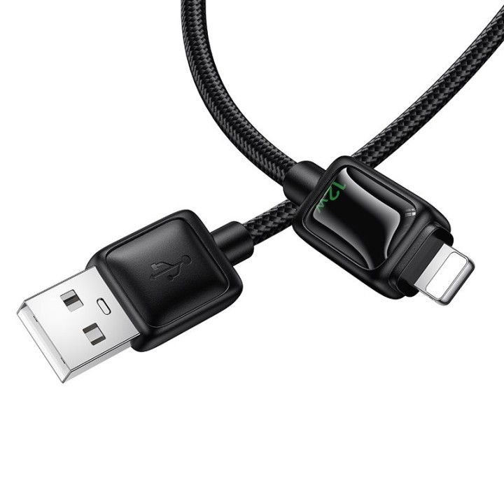 Cable USB A for Lightning Hoco 2,4A 1,2 m with LCD U146 black