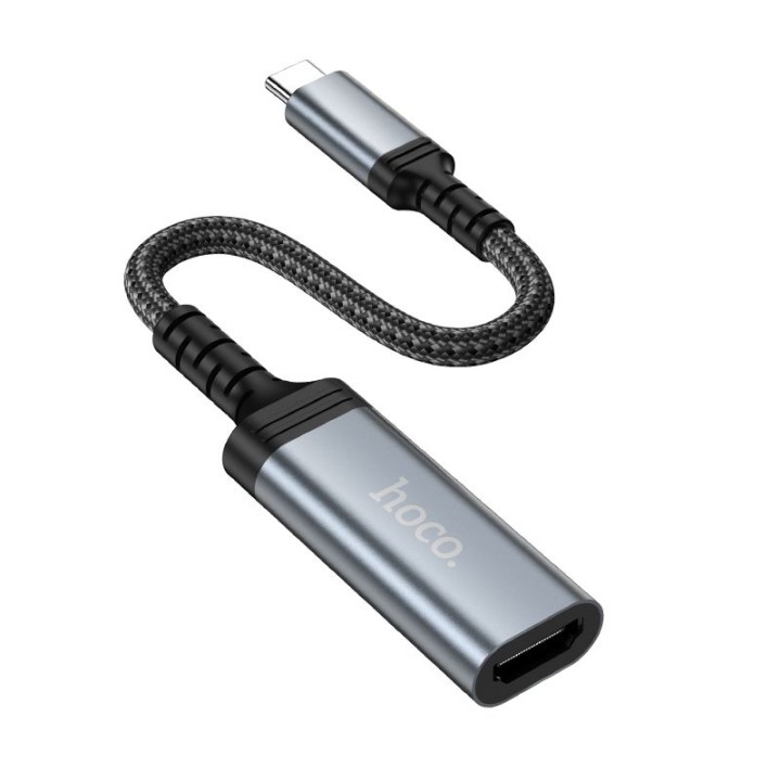 Кабель-переходник с USB C на HDMI гнездо Hoco 4K 30Hz 0,2 m UA43A стальной серый