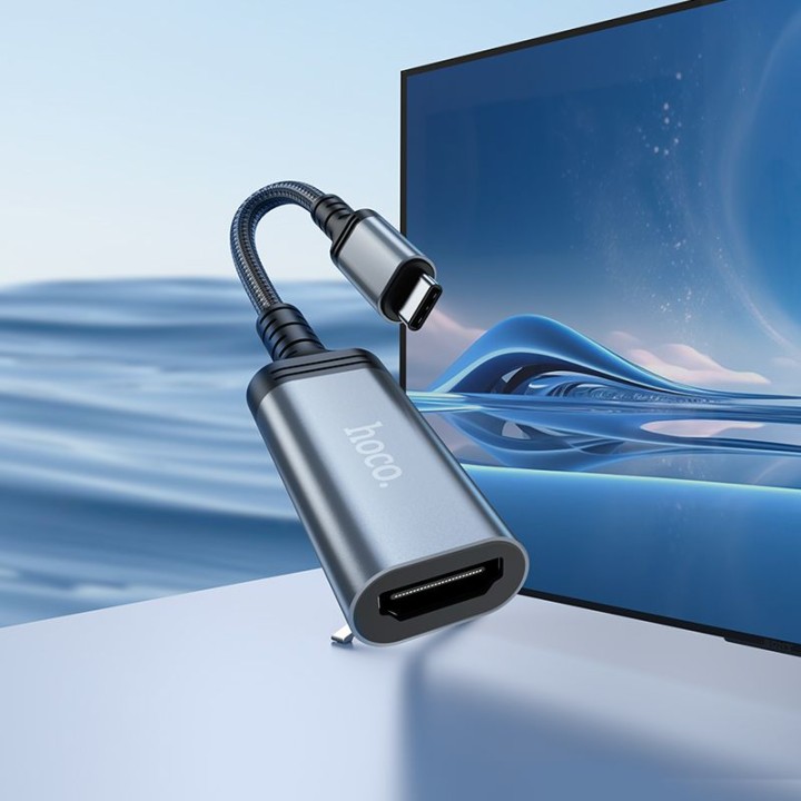 Converter cable from USB C to HDMI female Hoco 4K 30Hz 0,2 m UA43A steel grey