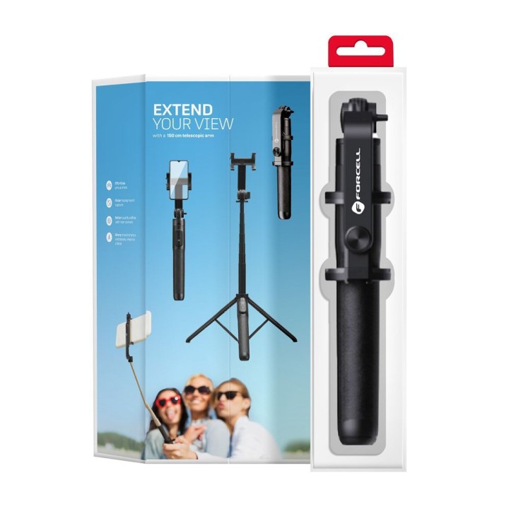 Selfie stick Forcell F-Grip S150XL tripod z pilotem bezprzewodowym czarny 0INT