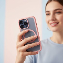 Чехол для iPhone 16 PRO Flexline Mag Cover совместимый с MagSafe розовый