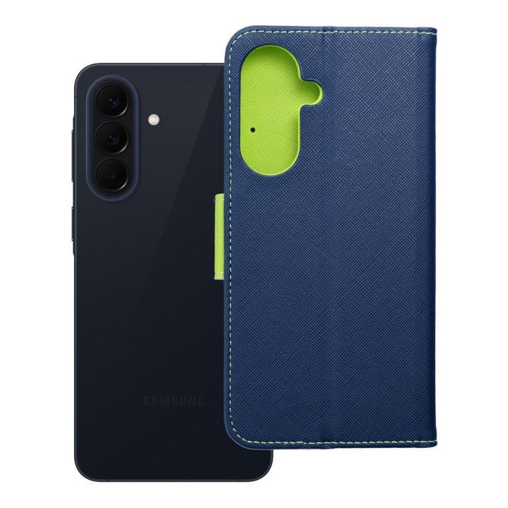 Flip case for Samsung A57 5G Fancy Book navy blue-lime