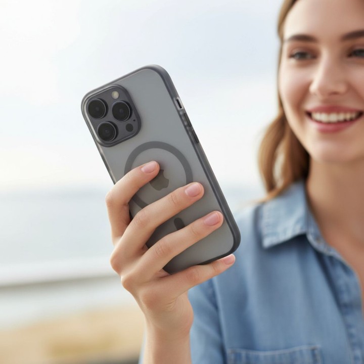 Чехол для iPhone 16 Flexline Mag Cover совместимый с MagSafe серый