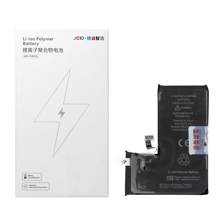 JCID battery for iPhone 15 Pro 3430 mAh (increased capacity)