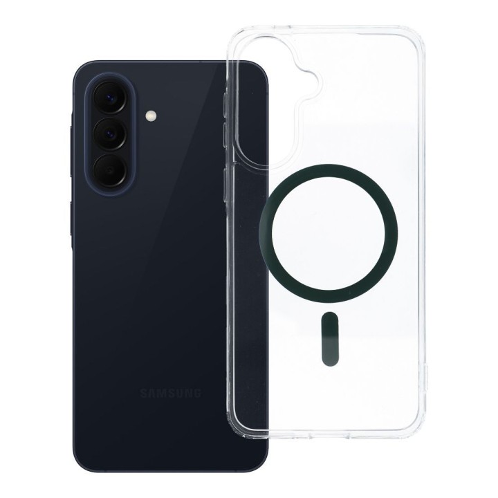 Чехол для Samsung A57 Drop Glue Colorful Ring Mag Cover совместимый с MagSafe темно-зеленый