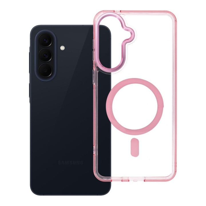 Etui na Samsung A57 Frame Cleear Hybrid Mag Cover zgodny z MagSafe pudrowy róż