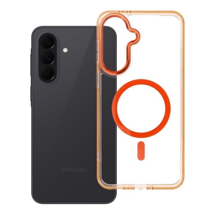 Case for Samsung A37 Frame Cleear Hybrid Mag Cover compatible with MagSafe orange