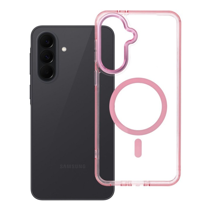 Case for Samsung A37 Frame Cleear Hybrid Mag Cover compatible with MagSafe powder pink