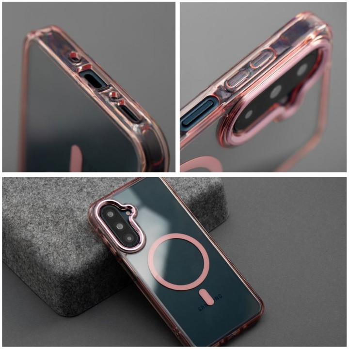 Etui na Samsung A37 Frame Cleear Hybrid Mag Cover zgodny z MagSafe pudrowy róż