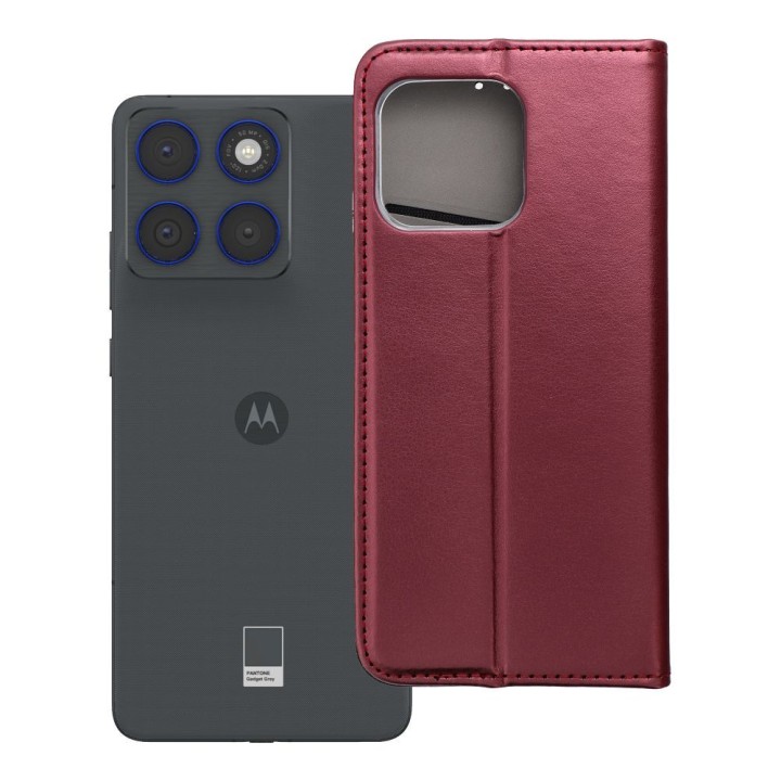 Чехол с клапаном для Motorola EDGE 70 Smart Magneto бордовый