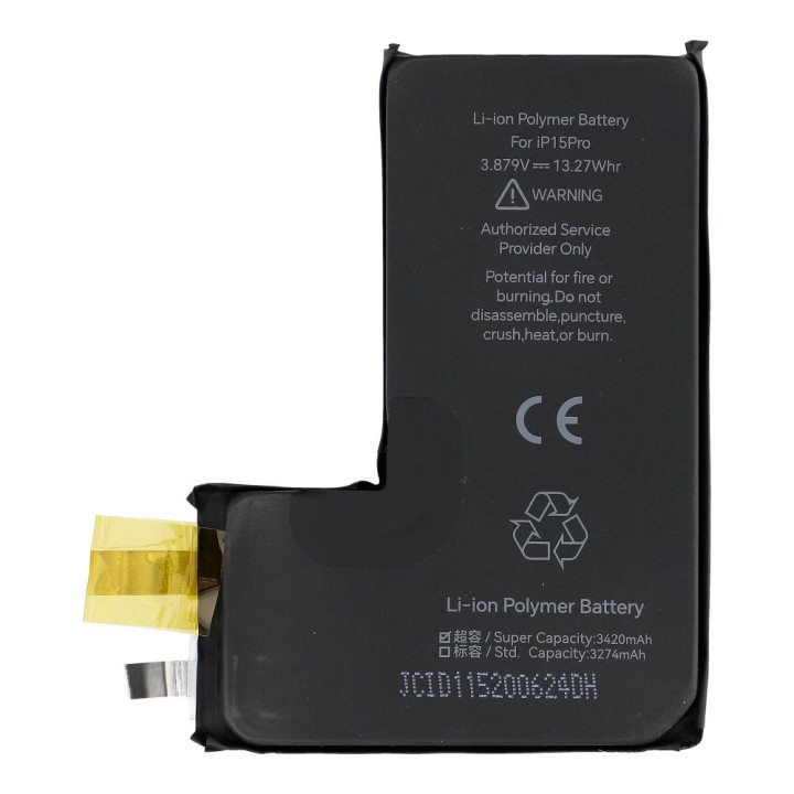 JCID Battery without BMS for iPhone 15 Pro (increased capacity)