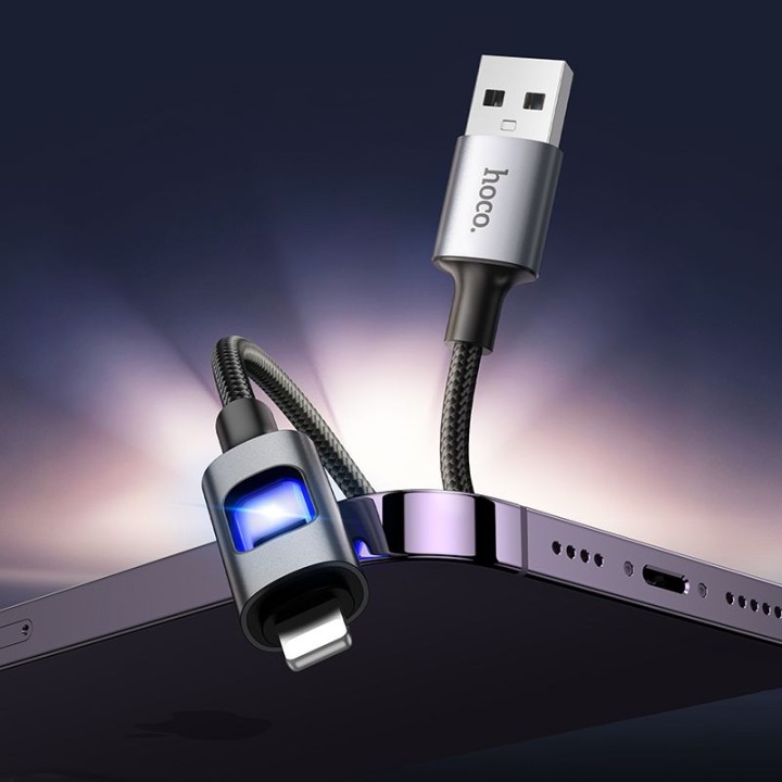 Cable USB with diodami LED USB A for Lightning Hoco 2,4A 1,2 m U144 black