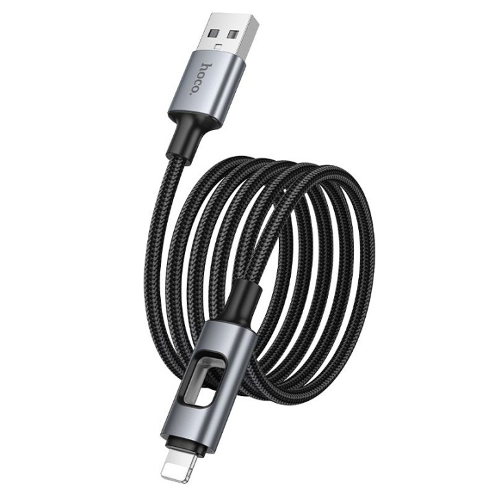 Кабель USB з diodami LED USB A для Lightning Hoco 2,4A 1,2 m U144 чорний