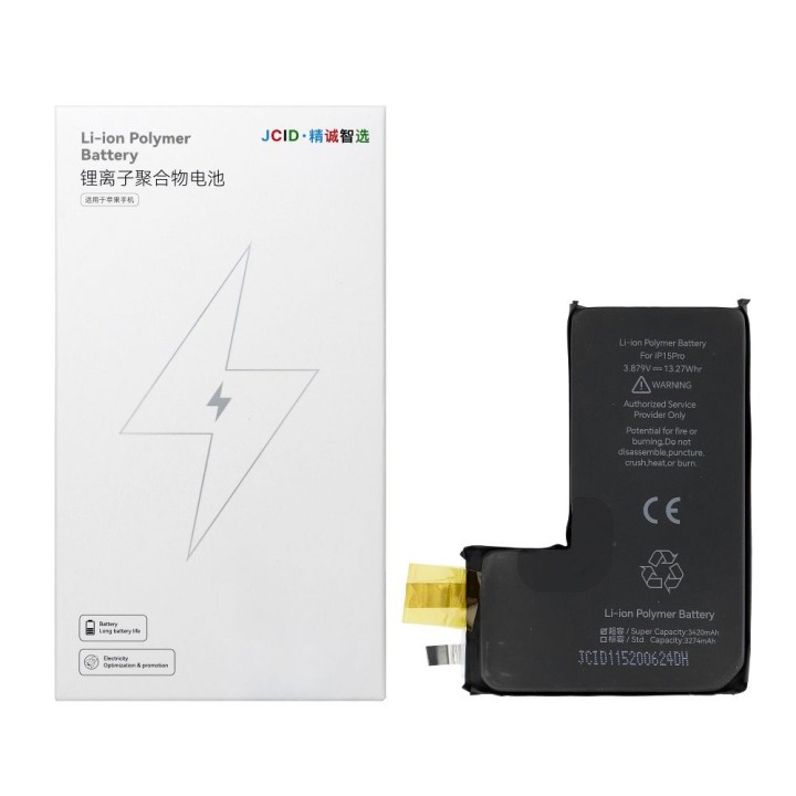 JCID Battery without BMS for iPhone 15 Pro (increased capacity)