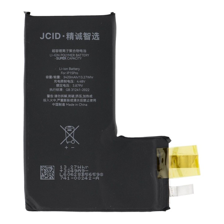 JCID Bateria bez BMS do iPhone 15 Pro (zwiększona pojemność)