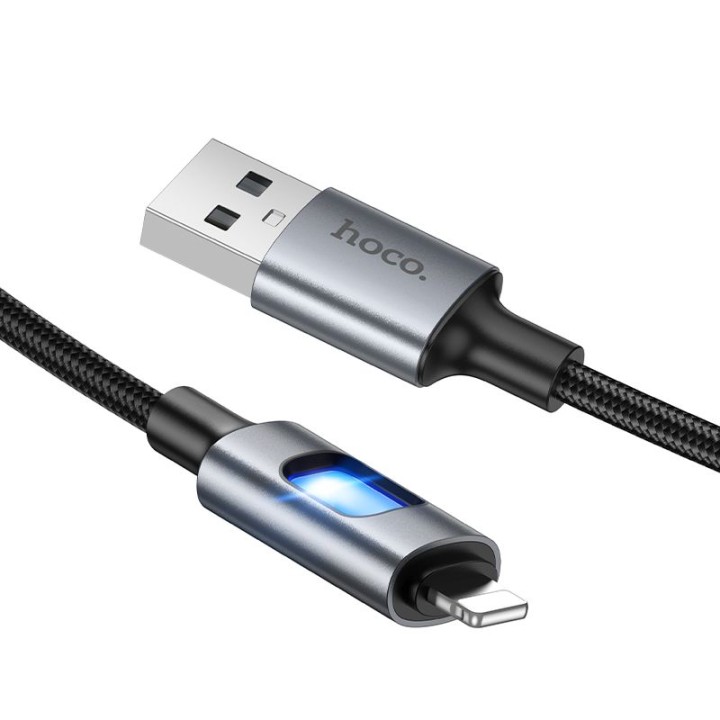 Cable USB with diodami LED USB A for Lightning Hoco 2,4A 1,2 m U144 black