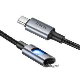 Cable USB with diodami LED USB C for Lightning Hoco PD 27W 1,2 m U144 black