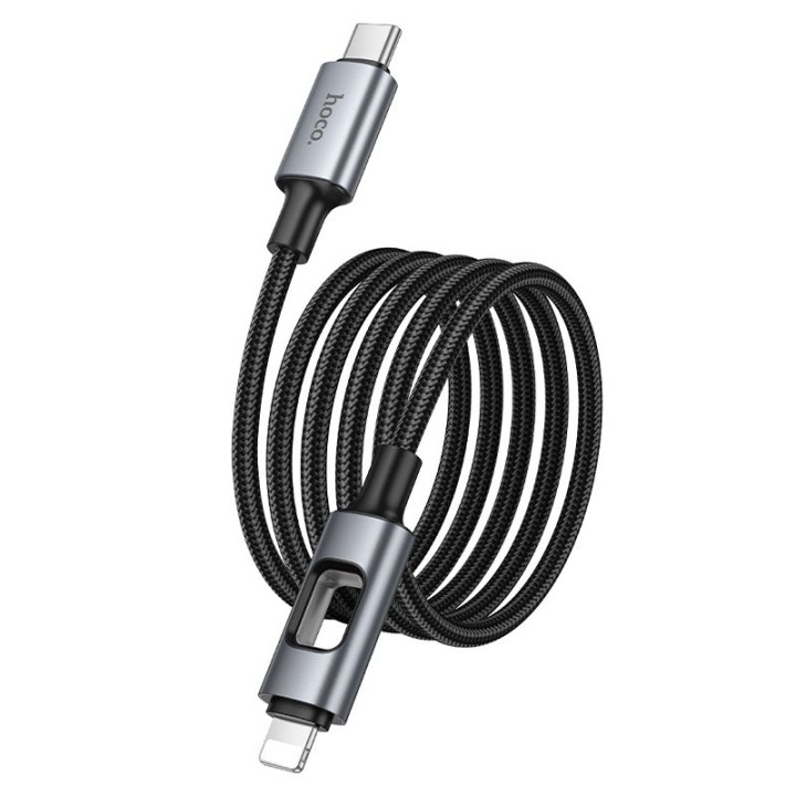 Cable USB with LED lights USB C to Lightning Hoco PD 27W 1,2 m U144 black