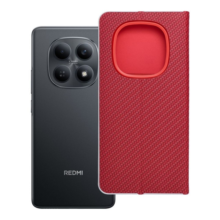 Etui z klapką na Xiaomi Redmi NOTE 15 5G Luna Book Carbon czerwone